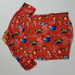 Junction West Hawaiian style size Large red men's shirt libation theme